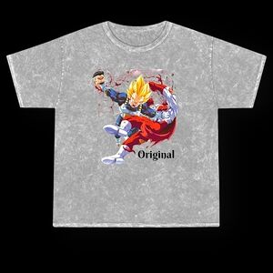 Dbz Gray Graphic T-Shirt with Anime Print